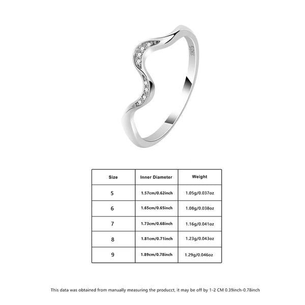 Geometric Waterproof Non Tarnish Rings for Women in 925 Sterling Silver with Zircon Inlay and Water Plating