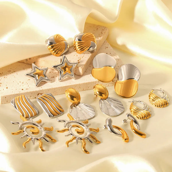 1 Pair IG Style Modern Style Geometric Mixed Metal 304 Stainless Steel Titanium Steel 18K Gold Plated Ear Studs