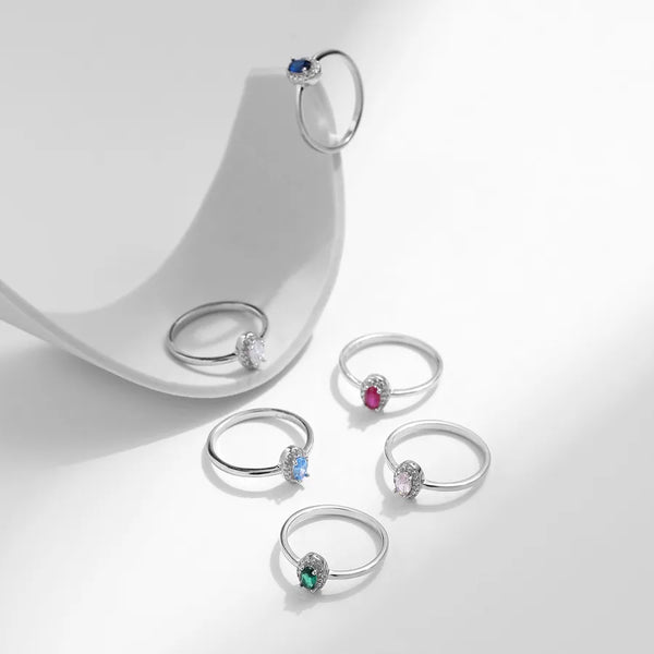 925 Sterling Silver Zircon Oval Rings 925 Sterling Silver Rings