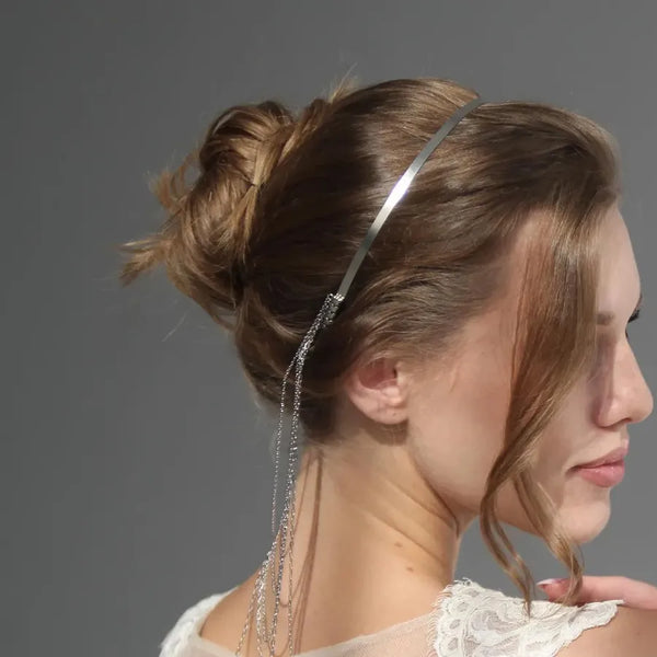 Elegant Bridal Women's Tassel Copper Plating Rhinestones Hair Band