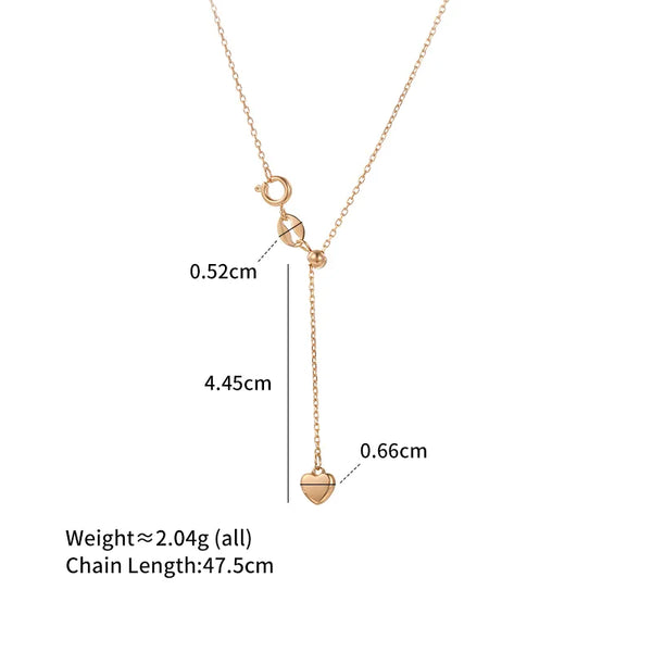 Adjustable 18K Gold Plated Stretch Necklace For Women Elegant Choker Chain Love Heart Tassel Fashionable Simple Romantic Style