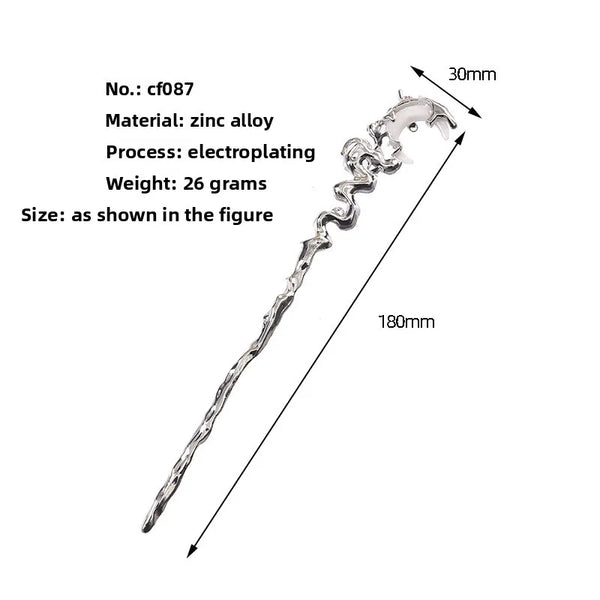 Retro Moon Hair Sticks in Silver Metal, Perfect Hair Accessories for Birthday Celebrations