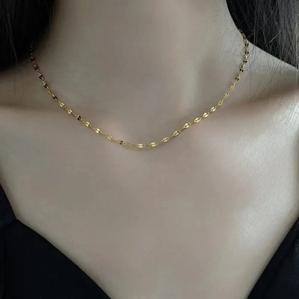 Stainless Steel 18K Gold Plated White Gold Plated Simple Style Plating Solid Color Necklace