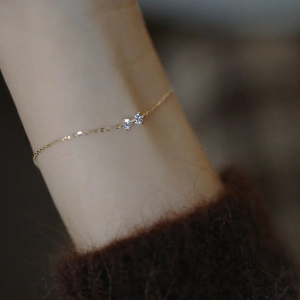 Exquisite Butterfly Knot Embedded Ultra-Thin Bracelet S925 Silver Plated 14K Gold Fine Flashing New Style Women's Gift