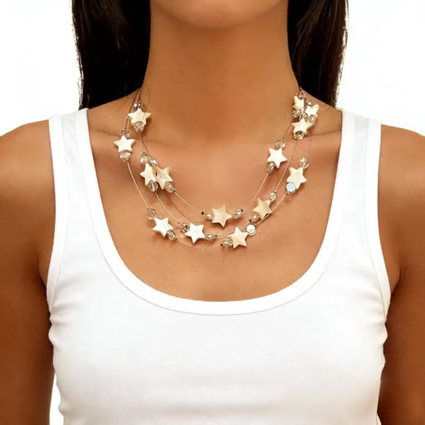 Double Layer Necklace for Women Featuring Shell Pendant, Perfect for Daily Wear