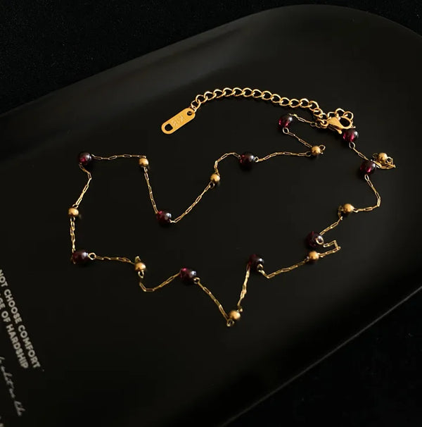 Wholesale Jewelry Vintage Style Geometric 304 Stainless Steel Titanium Steel Glass Bead 18K Gold Plated Gold Plated Choker