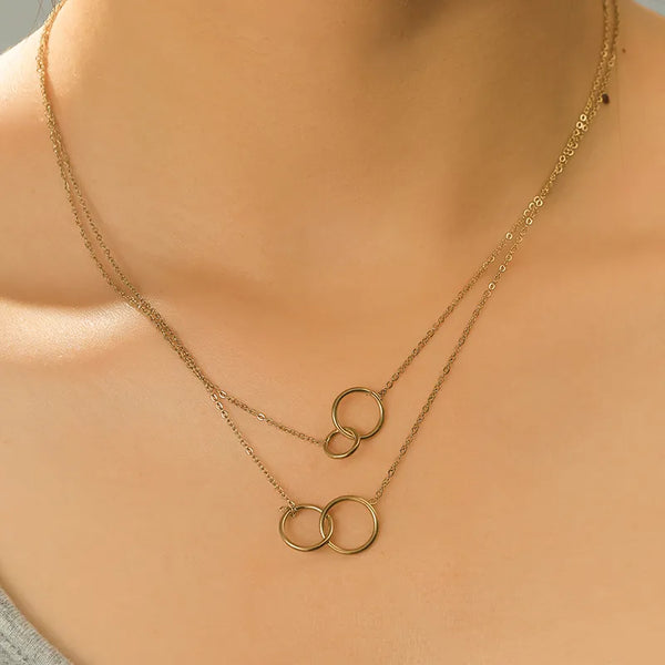 18K Gold Plated 304 Stainless Steel Vacuum Electroplating (In Furnace) Circle Waterproof Non-Fading Simple Style Cable Chain Cross Chain O Chain Pendant Necklace Unisex