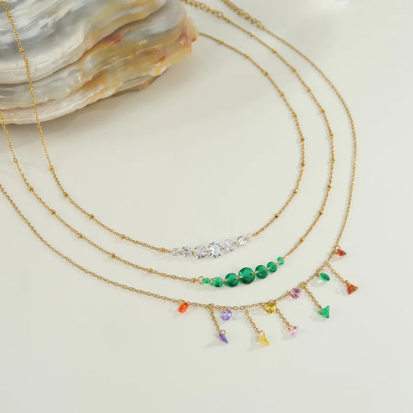 Daily Zircon Collarbone Chain Elegant  304 Stainless Steel Vacuum Electroplated Necklace
