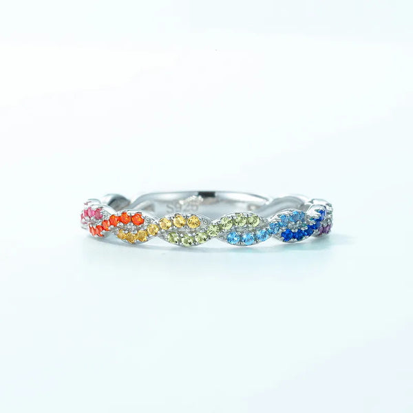 925 Sterling Silver Zircon Color Block Rings