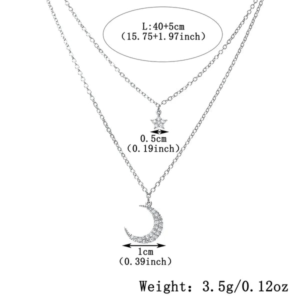 Star Necklace For Women in 925 Sterling Silver with Platinum Plated 0.03µm and Zircon Inlay on Cable Chain