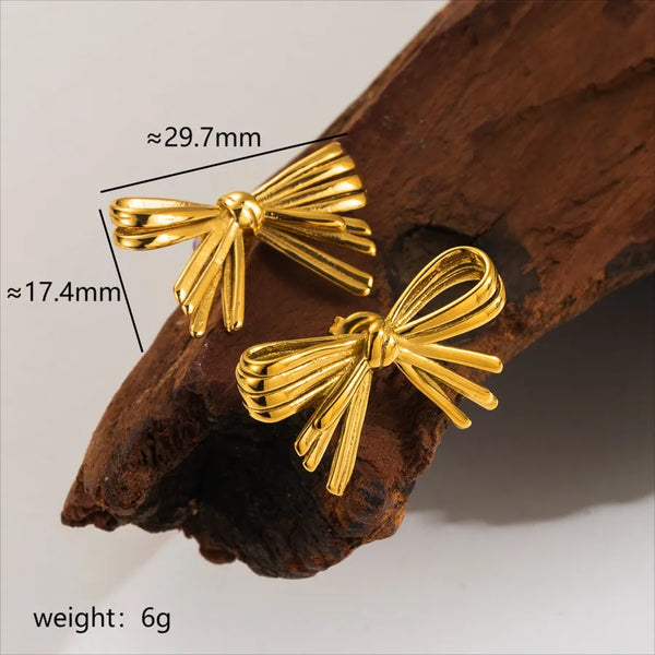 1 Pair Sweet Simple Style Bow Knot 304 Stainless Steel 14K Gold Plated Ear Studs
