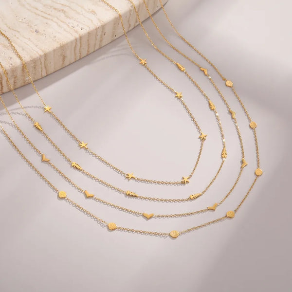 Electroplated Star Necklace for Women with 0.03µm PVD Coated 18K Real Gold Plated 304 Stainless Steel