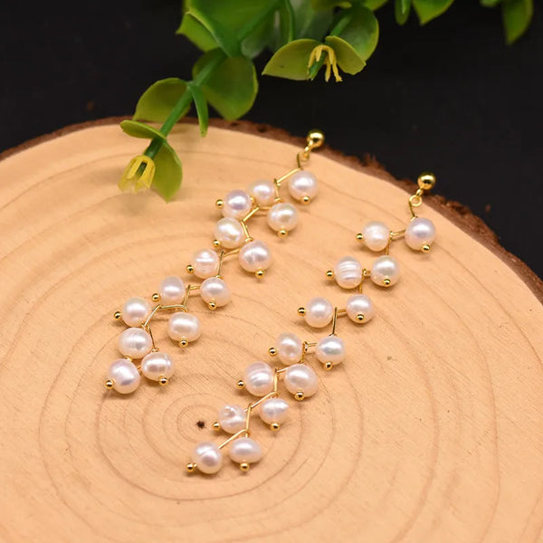 retro geometric pearl drop earrings 1 pair