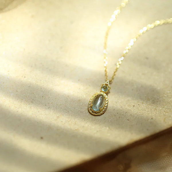 Vintage Pure Crystal 925 Sterling Silver Necklace French Geometric Women's Jewelry Accessory