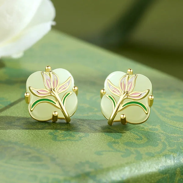 Original Design Silver Earrings For Women Turpan  Tree Leaf Pattern High-End Summer Fashion Retro Chinese Style Jewelry