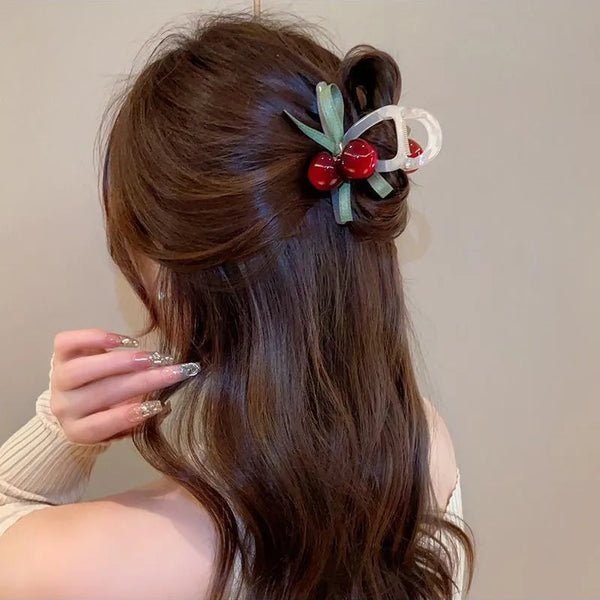 Women's Classic Style Cherry Resin Hair Claws