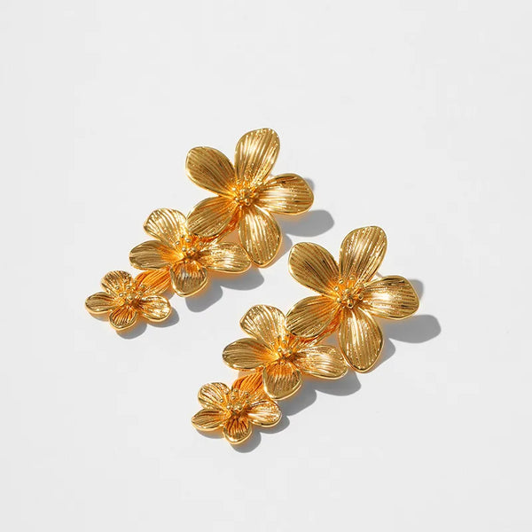 1 Pair Romantic Flower Plating Copper 18K Gold Plated Drop Earrings