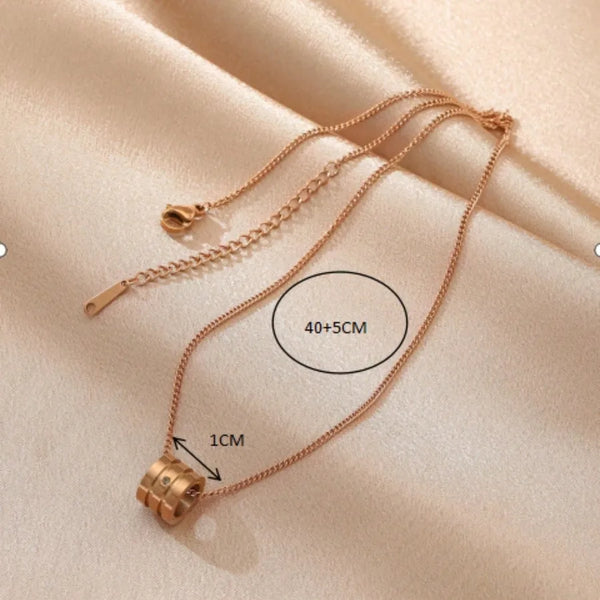 316 Stainless Steel  Round Electroplated Zircon Elegant Pendant Necklace