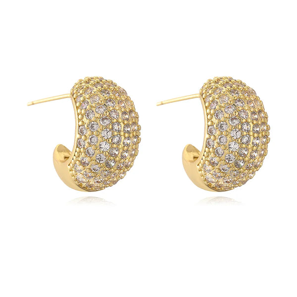 1 Pair Retro Simple Style Geometric Inlay Copper Zircon 18K Gold Plated Ear Studs