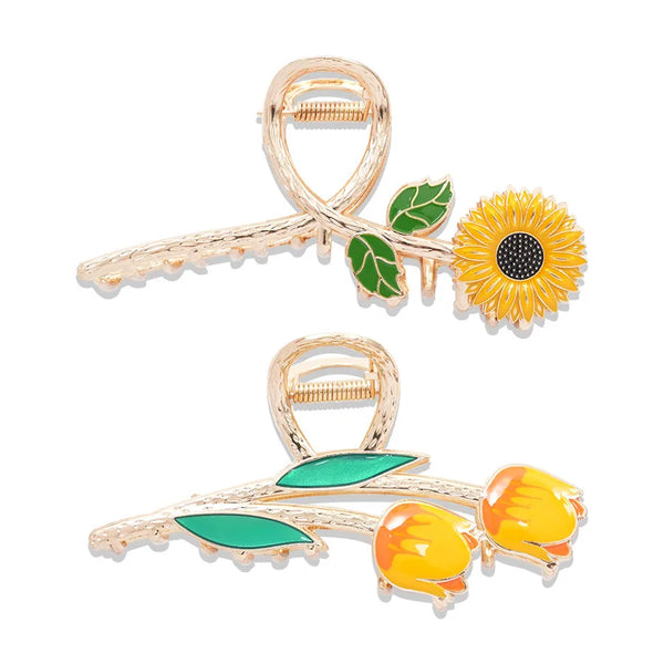 IG Style Sweet Women's Sunflower tulips Zinc alloy Hair Claws