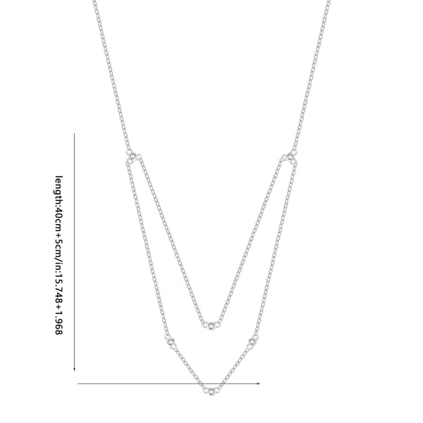 Full Body S925 Sterling Silver Double Layer Stacked Zircon Necklace Versatile INS Trendy Internet Celebrity Same Style Starry Sky Collarbone Chain for Women