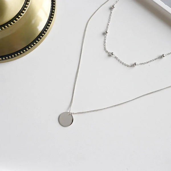 Round Electroplated Necklace in Golden Plated Copper with 0.03µm Thick Electroplated Coating and Cable Chain