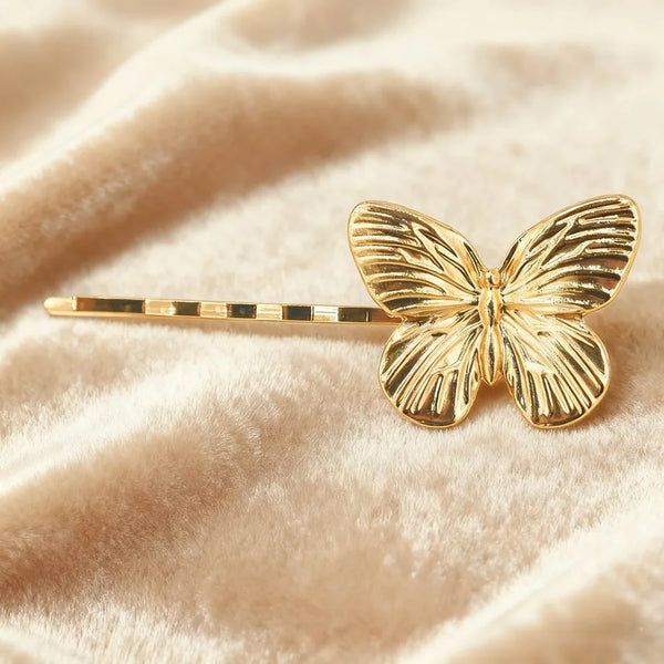 Vintage Gold Butterfly Hair Clip Women's Hair Accessories Bangs Fixing Hair Clip Side Hair Styling Updo Decoration