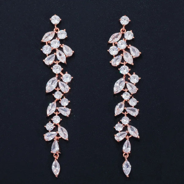 1 pair glam geometric plating inlay copper zircon rhodium plated silver plated drop earrings