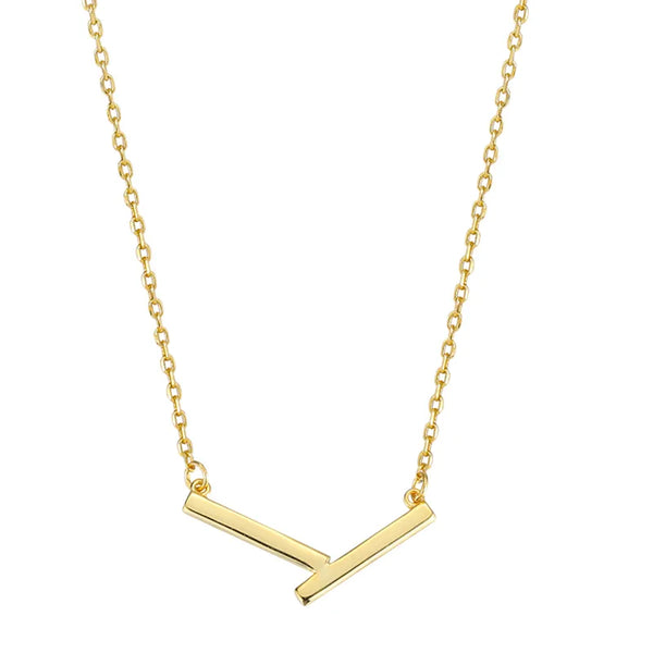 2025 New Simple S925 Sterling Silver Geometric Clavicle Chain V Letter Niche High-End Women's Necklace Classic New Style