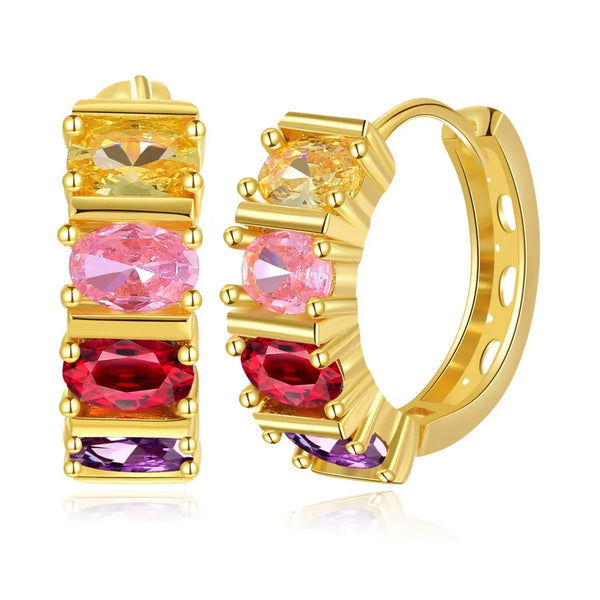 1 Pair Shiny Geometric Inlay Copper Zircon 18K Gold Plated Earrings