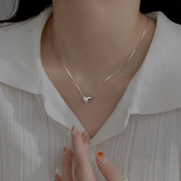 925 Sterling Silver Plating Heart Shape Pendant Necklace
