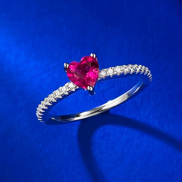 Sterling Silver High Carbon Diamond Heart Shape Rings