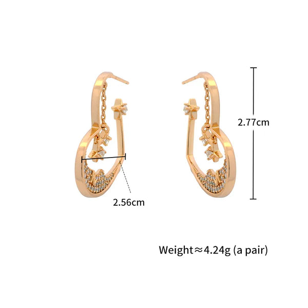 Xuping  Alloy Plated 18K Gold Russian Star Heart Shaped Earrings Elegant Women's Fashion Jewelry