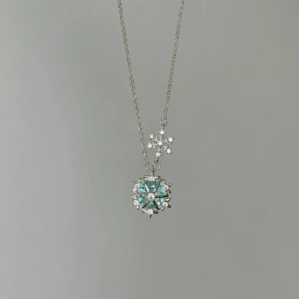 S925 Sterling Silver Winter Dreamy Snowflake Pendant Necklace Elegant Gentle Sweet Clavicle Chain Diamond Decorated Jewelry