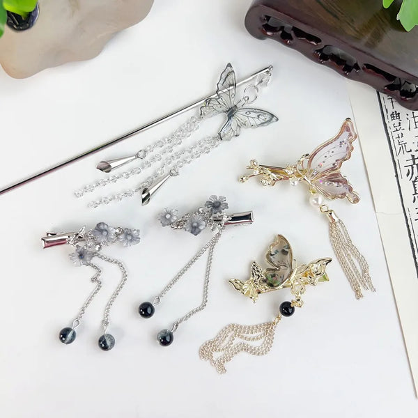 Elegant Ancient Style Alloy Hairpin Princess Chic Hair Clip Duckbill Hair Clip Floral Patterned Hair Accessories For Women