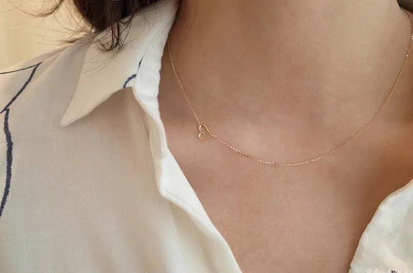 925 Sterling Silver cable chain Plating Heart Shape Necklace