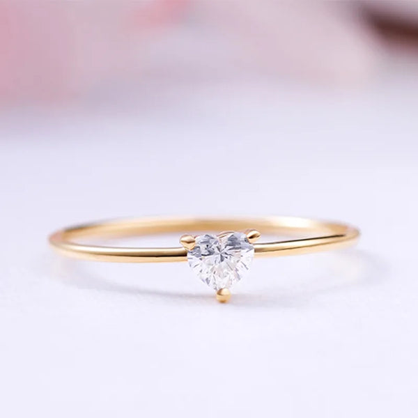 Brass Plating Inlay Heart Shape Artificial Gemstones Copper Rings
