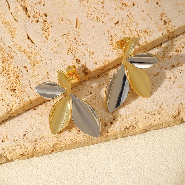 Electroplating Golden Plated Leaf Copper Casual Cute Simple Style Ear Studs