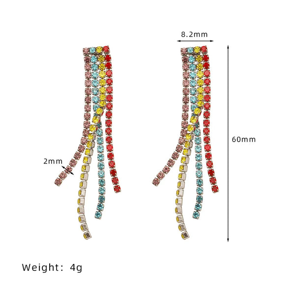 1 Pair Glam Ethnic Style Colorful 304 Stainless Steel Rhinestone Drop Earrings