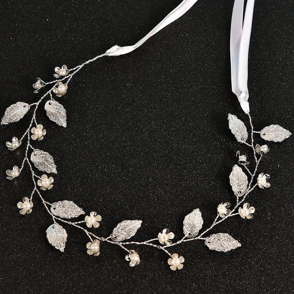 Gold Leaf Flower Handmade Soft Chain Hairband Bride Rose Gold Alloy Hair Accessories