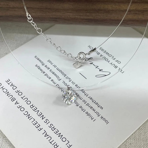 Handmade Sweet Necklace For Women in 925 Sterling Silver Featuring Zircon Inlay