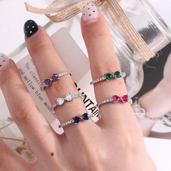 French Style Adjustable Butterfly Knot Open Ring Women's Fashion Jewelry Elegant Simple Design Diamond Embedded Ring For All Seasons