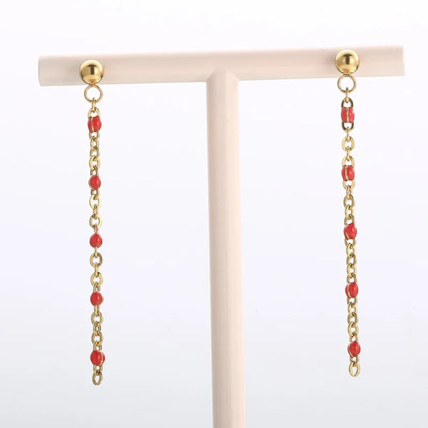 1 Pair Simple Style chain Plating Chain Stainless Steel 18K Gold Plated Drop Earrings