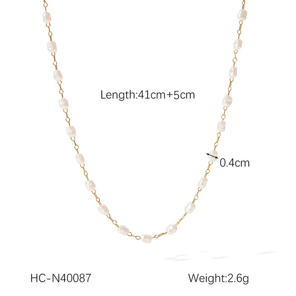 Wholesale Jewelry IG Style Casual Retro Pearl 304 Stainless Steel ABS Pearl Titanium Steel 18K Gold Plated Necklace
