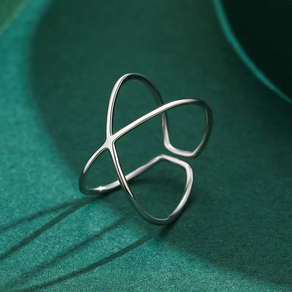 925 Sterling Silver Cross Open Ring