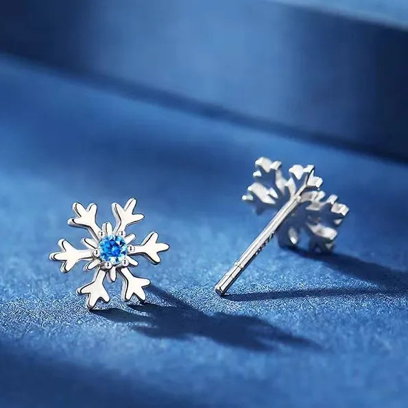 1 Pair S999 Silver Snowflake Ear Studs