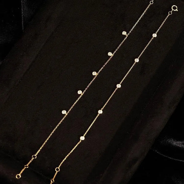 S925 Sterling Silver 18K Gold Plated Bubble Shiny Zirconia Women's Bracelet Simple Elegant Starry Sky Geometric Pattern Design