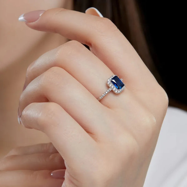 925 Sterling Silver Zircon Square Open Ring