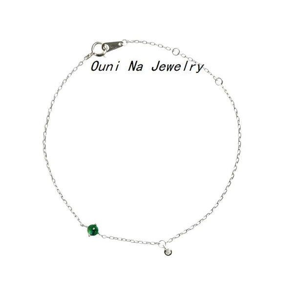 925 Sterling Silver Silver 14K Gold Plated Emerald Exquisite Bracelet for Women Face Inlaid New Chinese Style Daily Stackable Jewelry