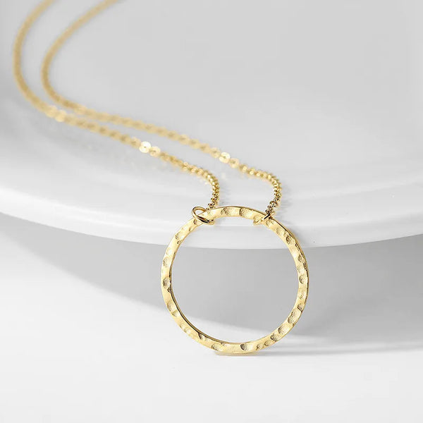 Simple Stainless Steel Titanium Steel Magma Circle Pendant Necklace U-Shaped Design Electroplated Minimalist Style Jewelry